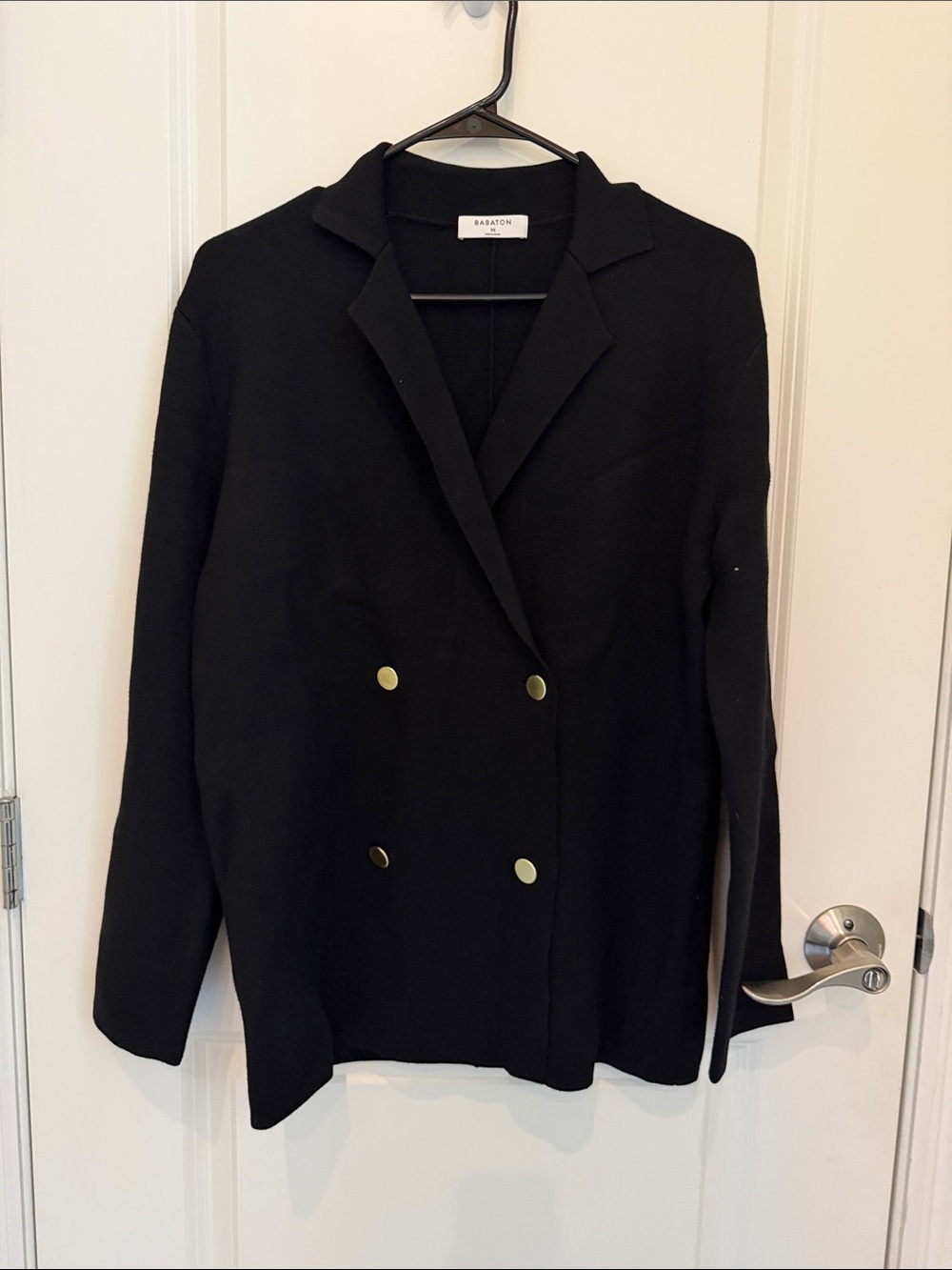 Babaton Black Double-Breasted Blazer with Gold Buttons